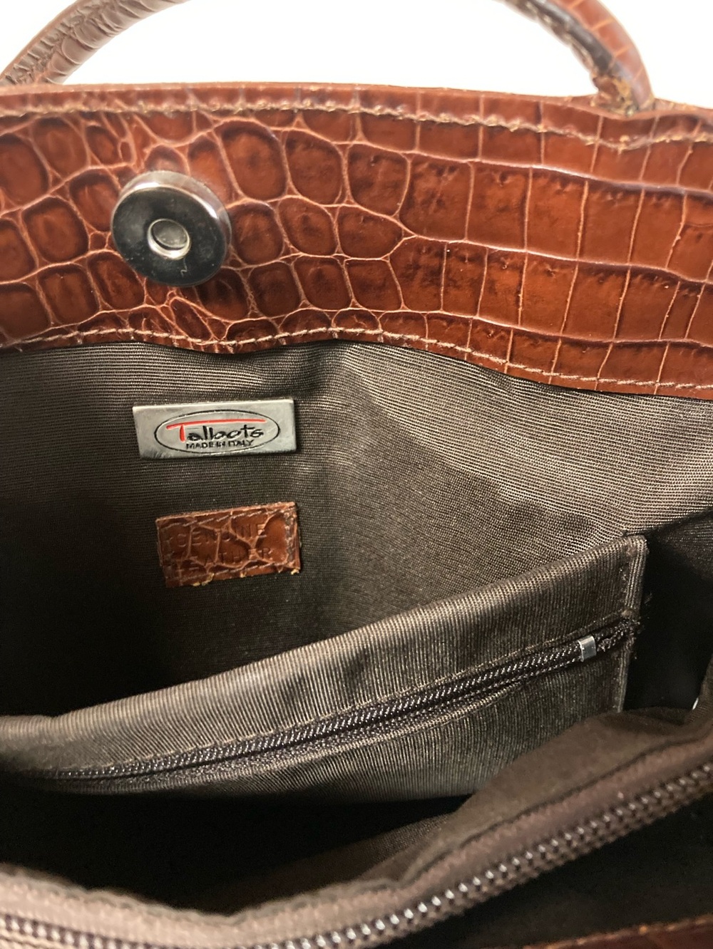 Italian Leather Cognac Croc Purse - Picture 6 of 14